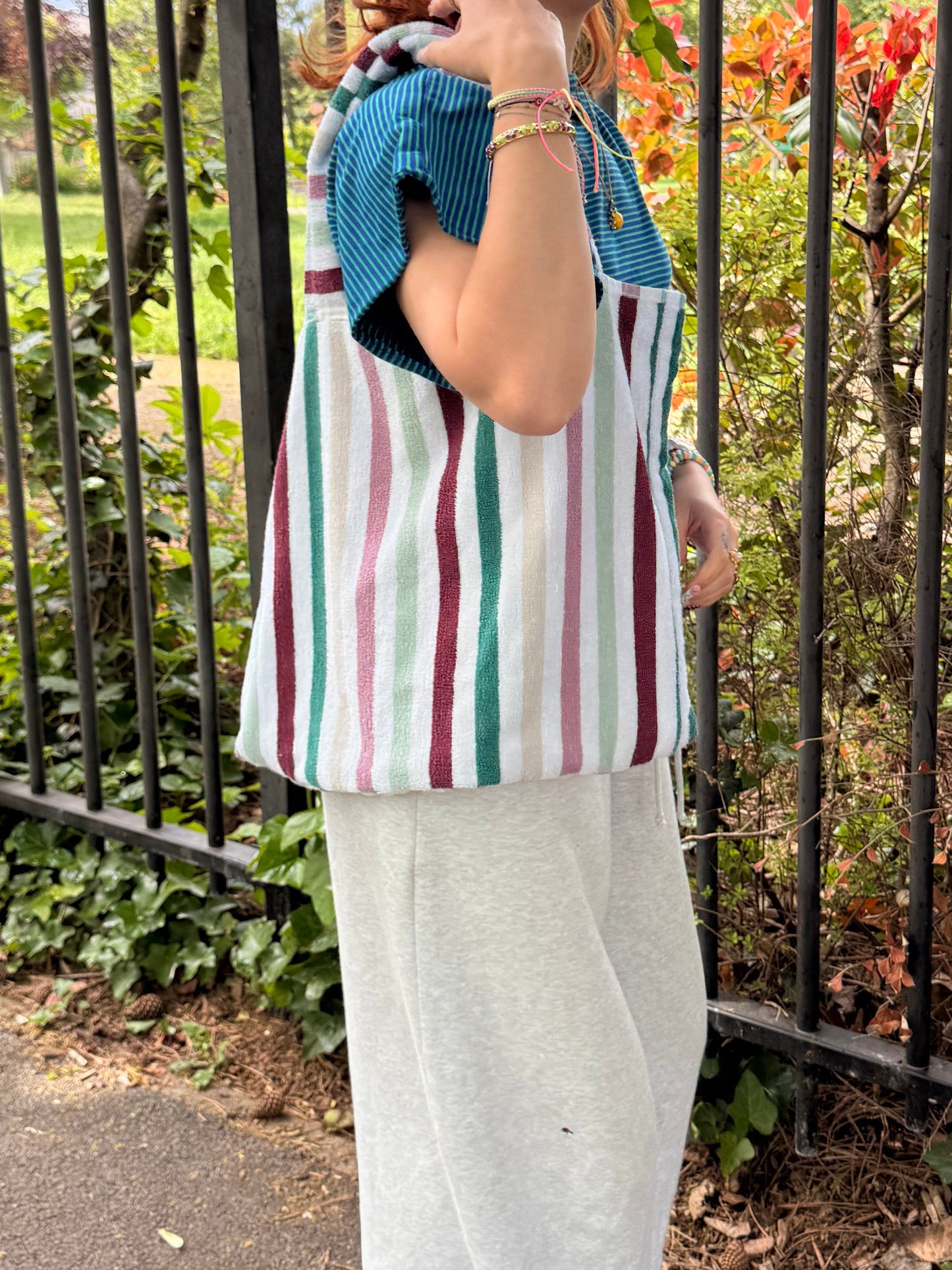 Sac praia rayures pastels