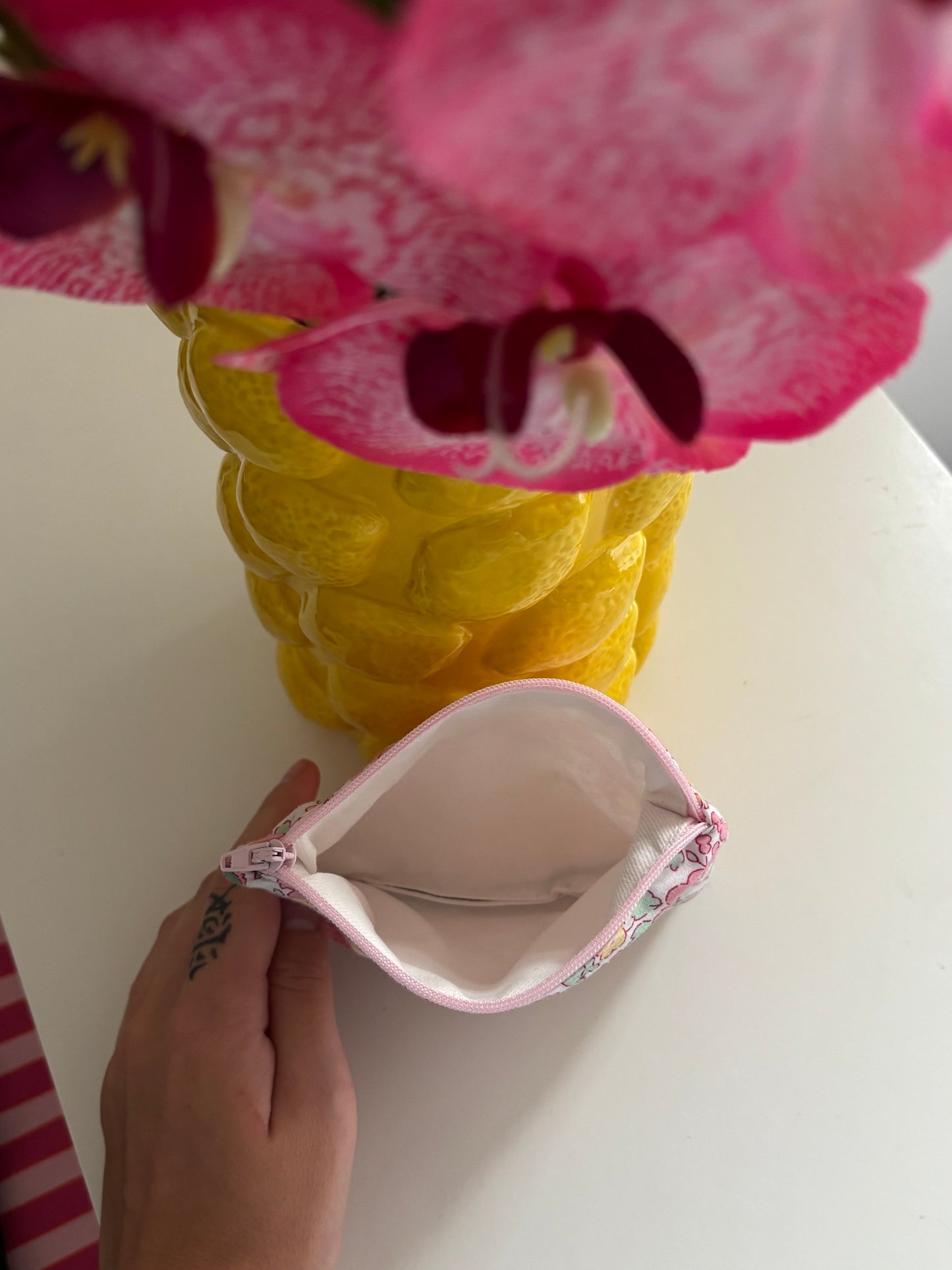 pochette à zip fleur