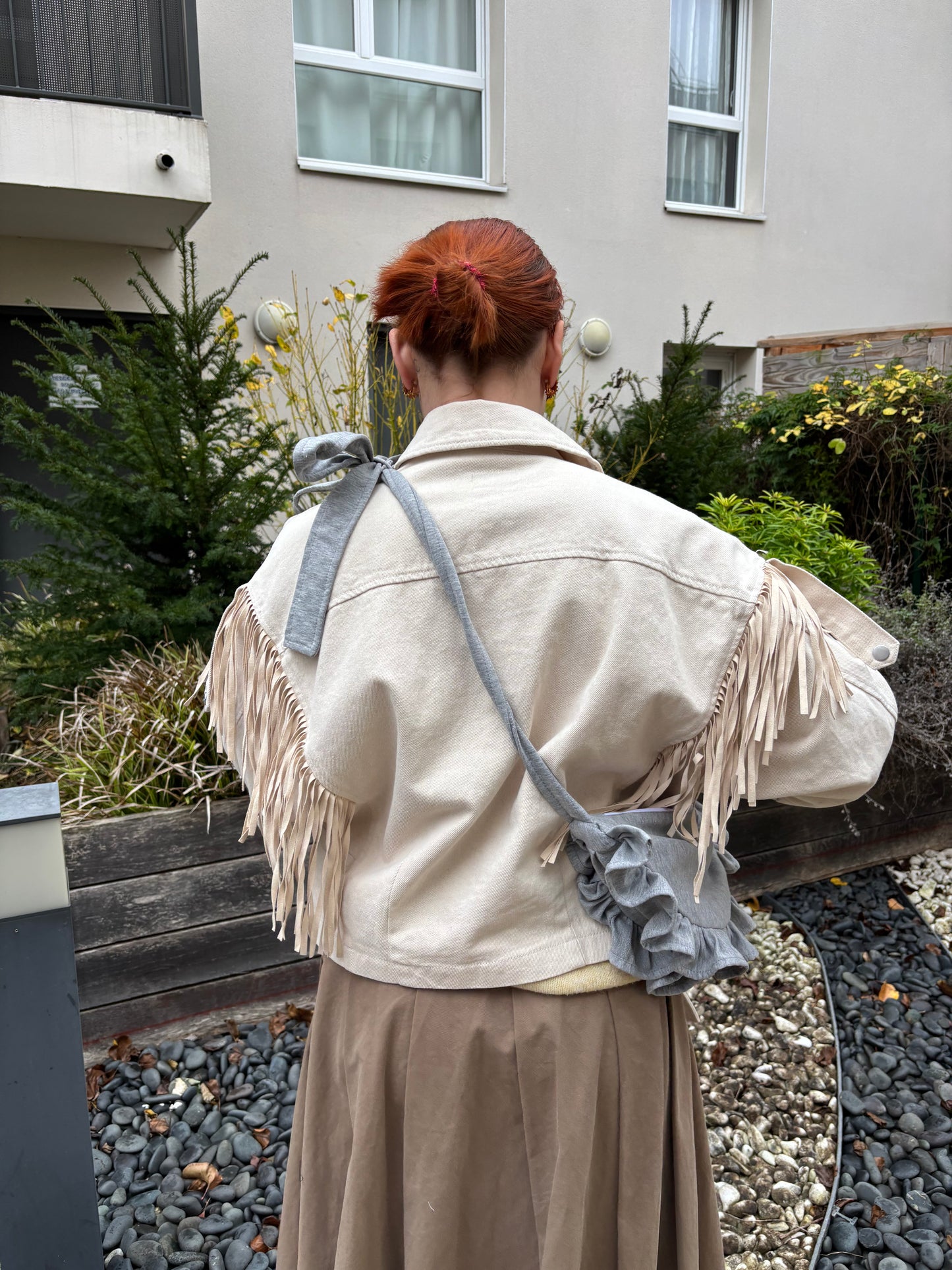 sac bandoulière gris