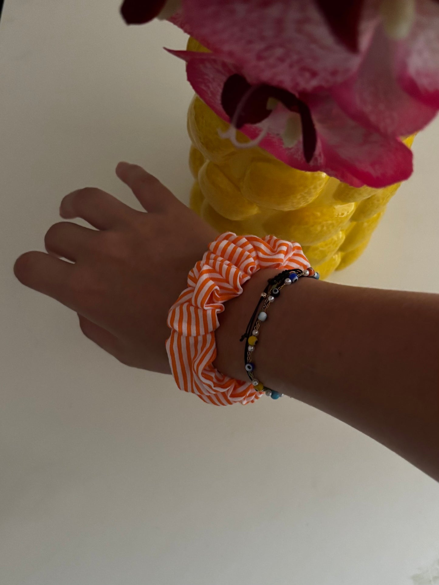 mini chouchou rayures orange