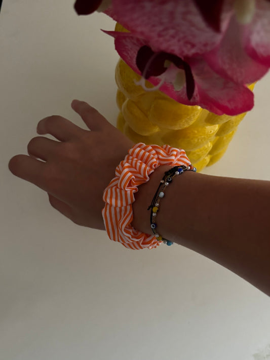 mini chouchou rayures orange