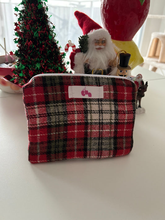 pochette à zip noël rouge
