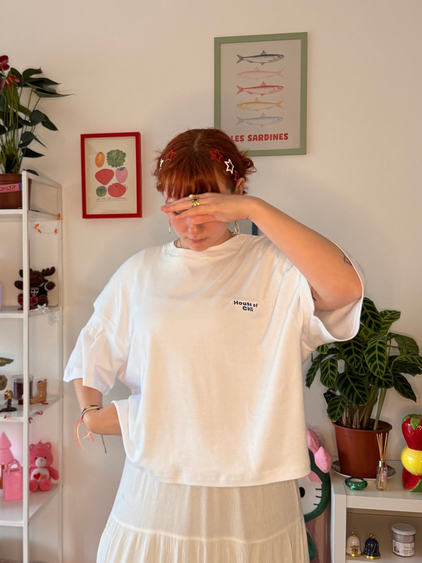 T shirt chats Pois bleu