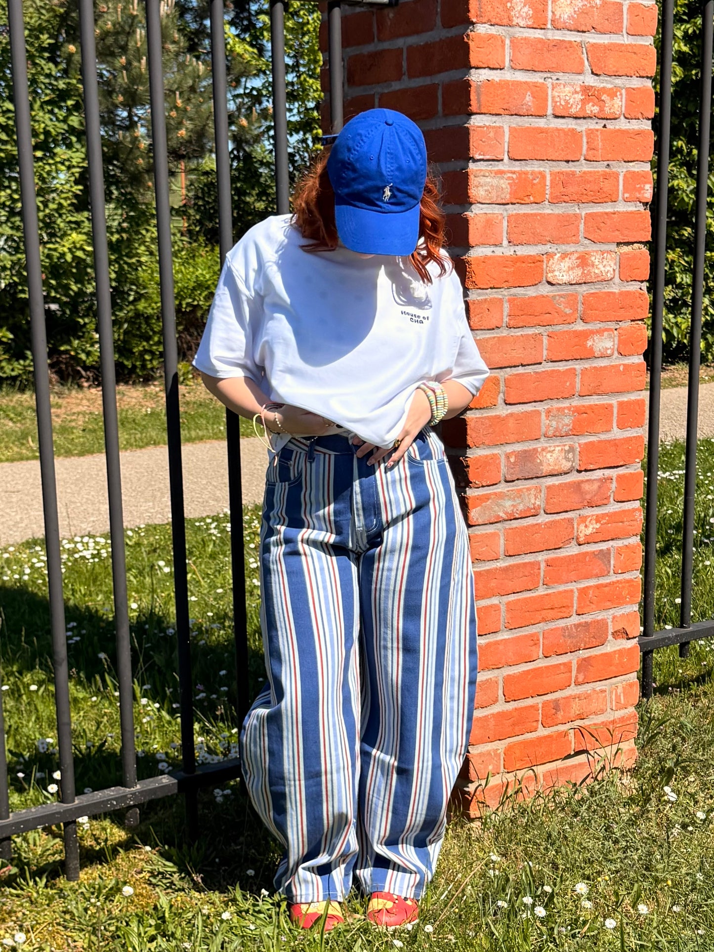 Jeans rayé bleu