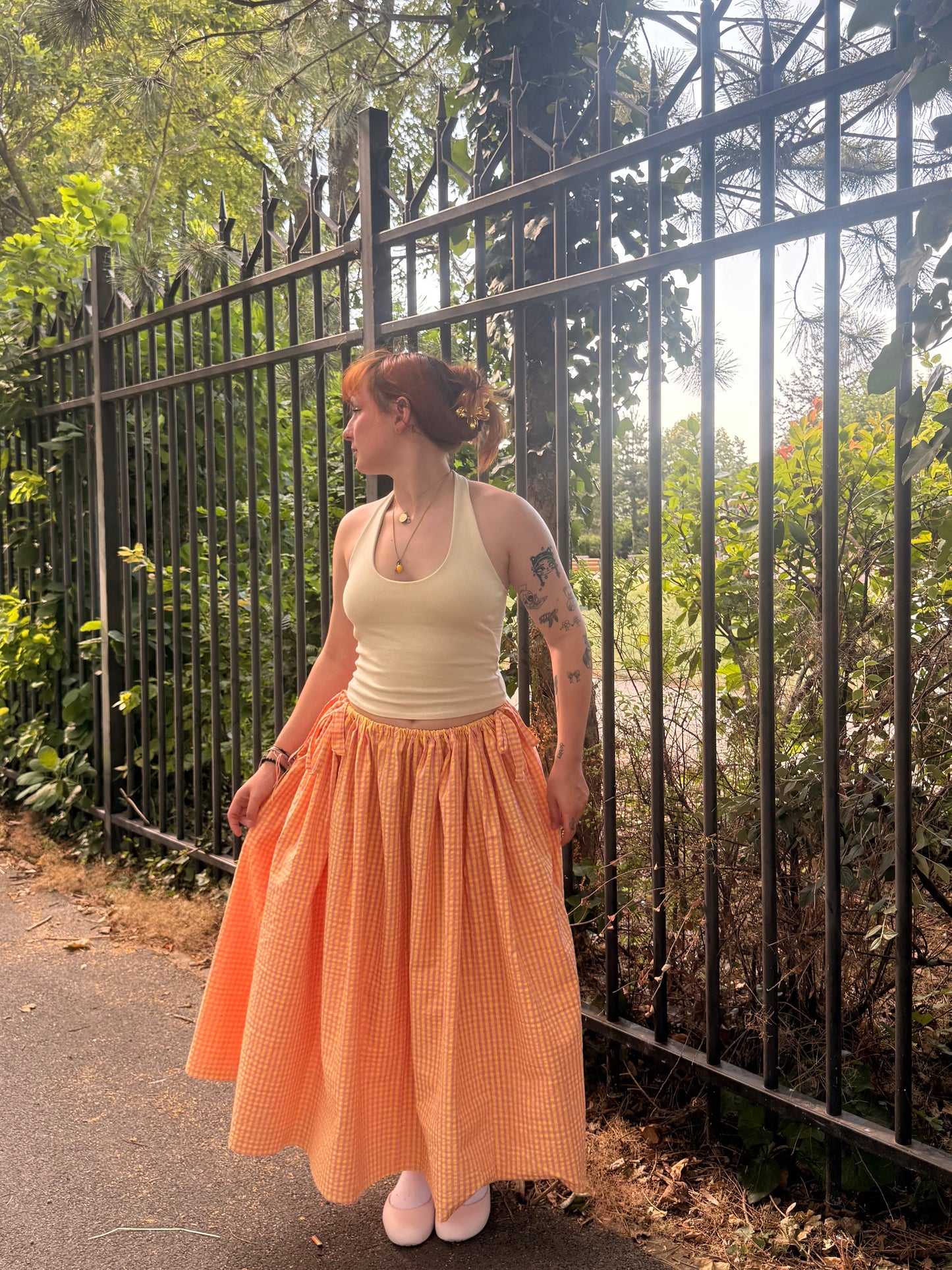 Jupe socky orange/rose