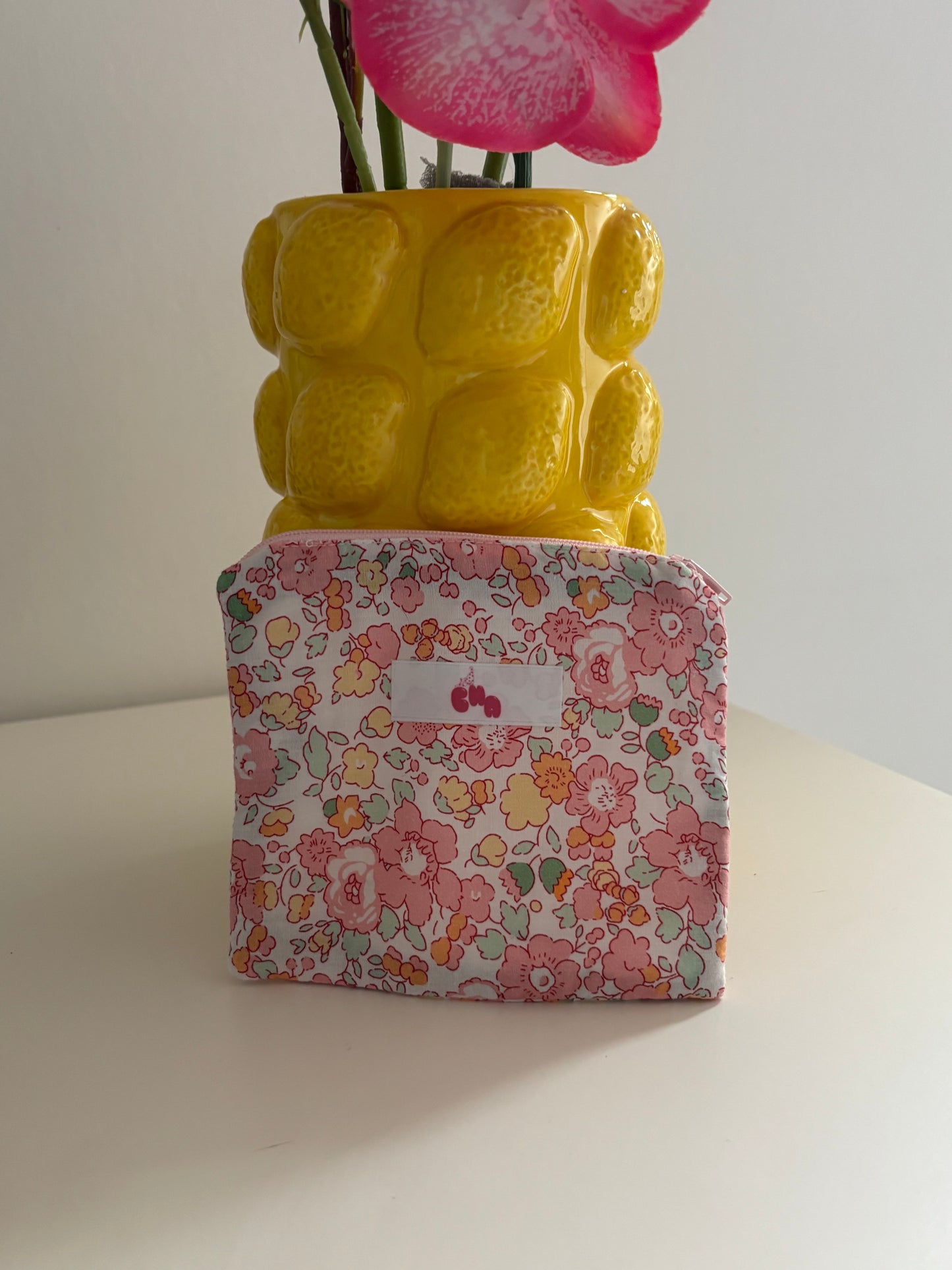 pochette à zip fleur