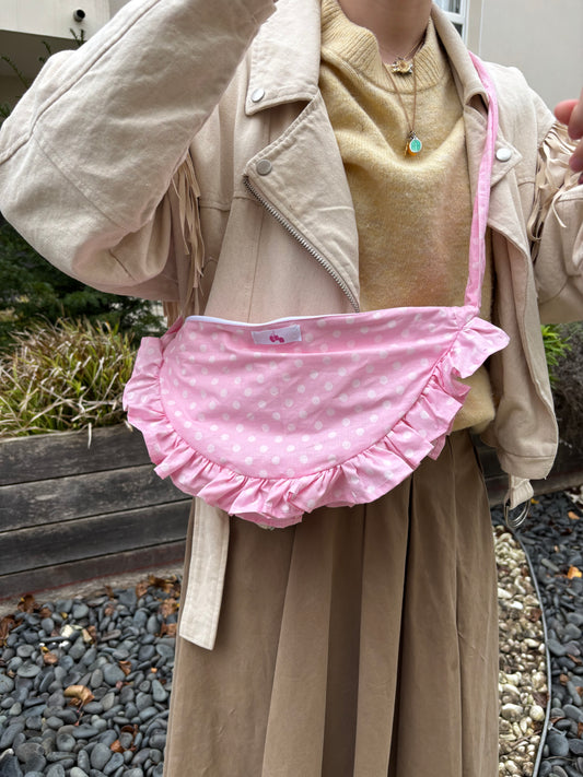 sac bandoulière pois rose