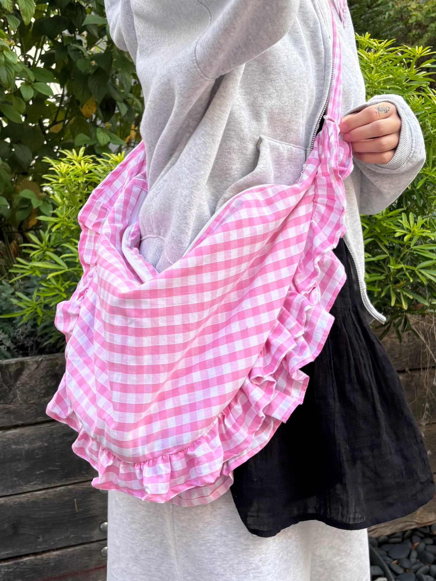 Sac bandoulière L vichy rose