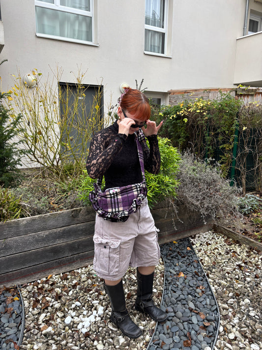 sac bandoulière matelassés violet