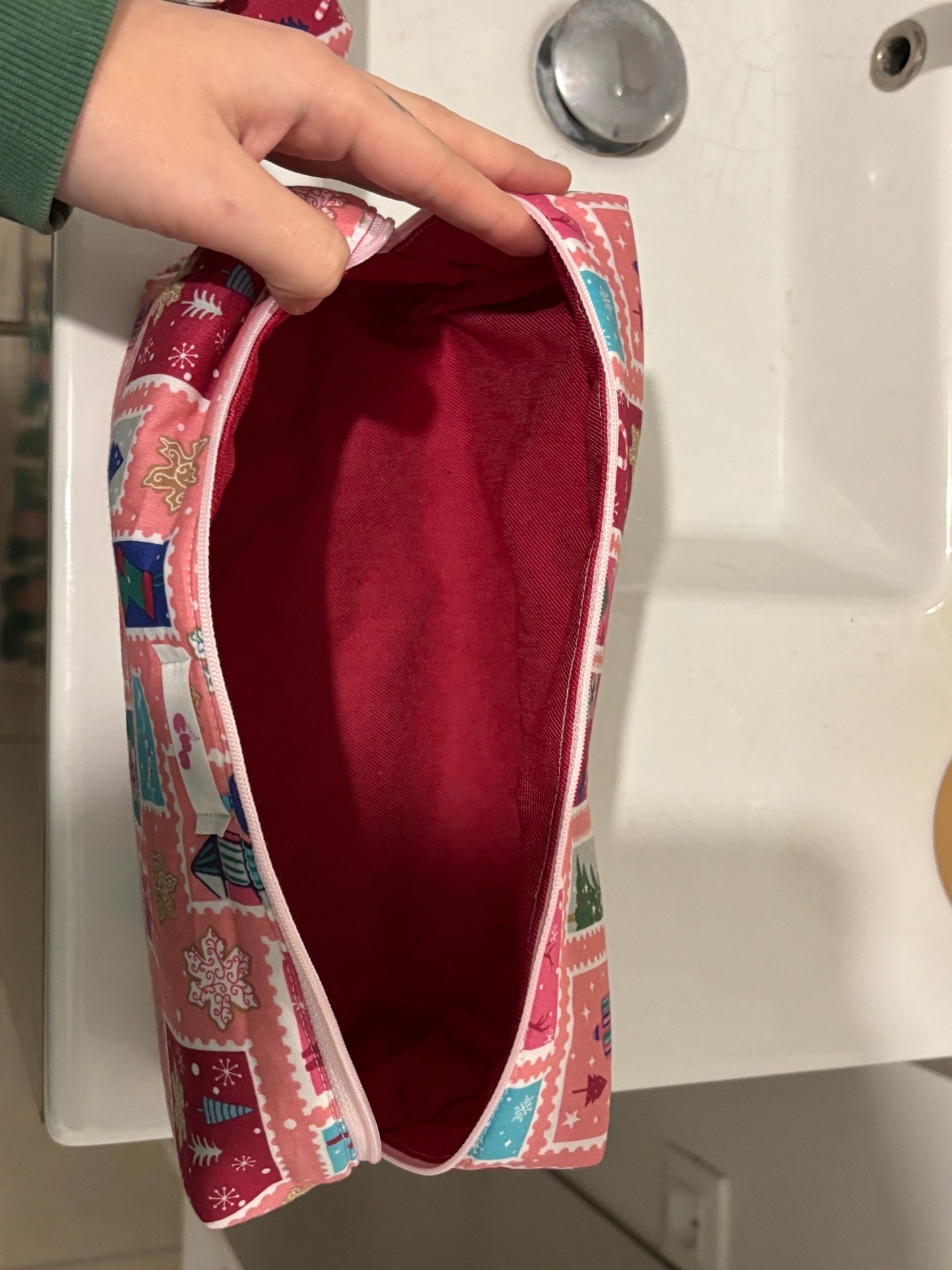 trousse de toilette/ maquillage molletonné noël