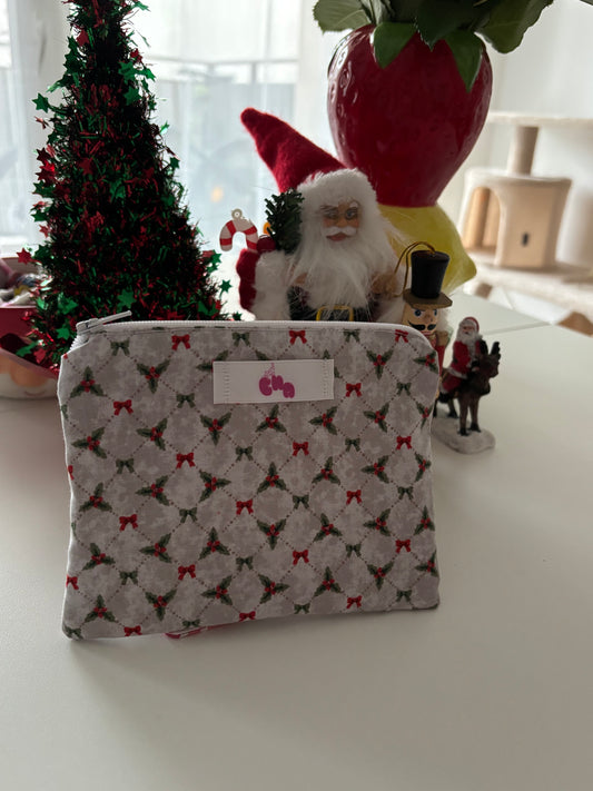 pochette à zip noël grise