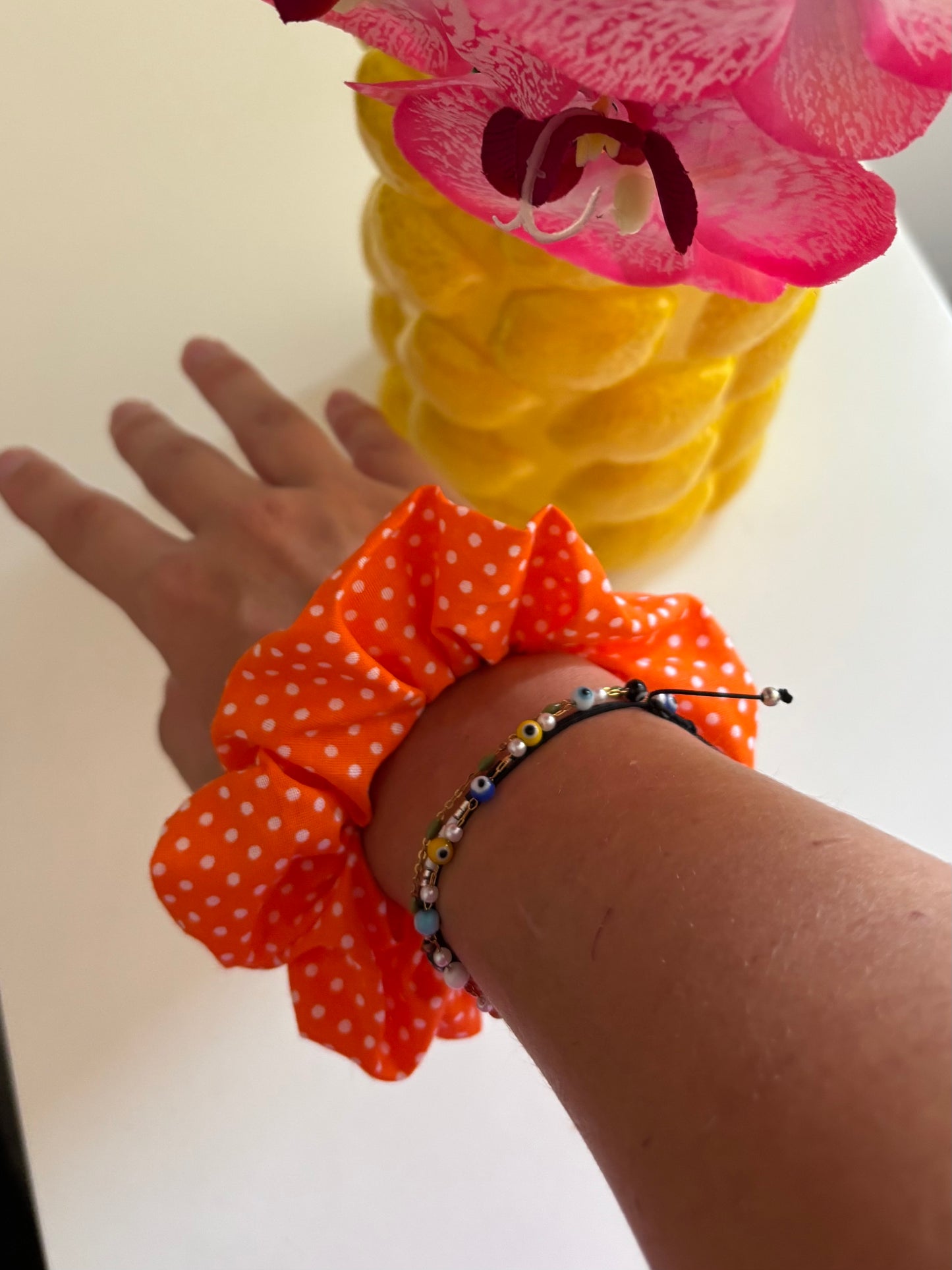 chouchou pois orange