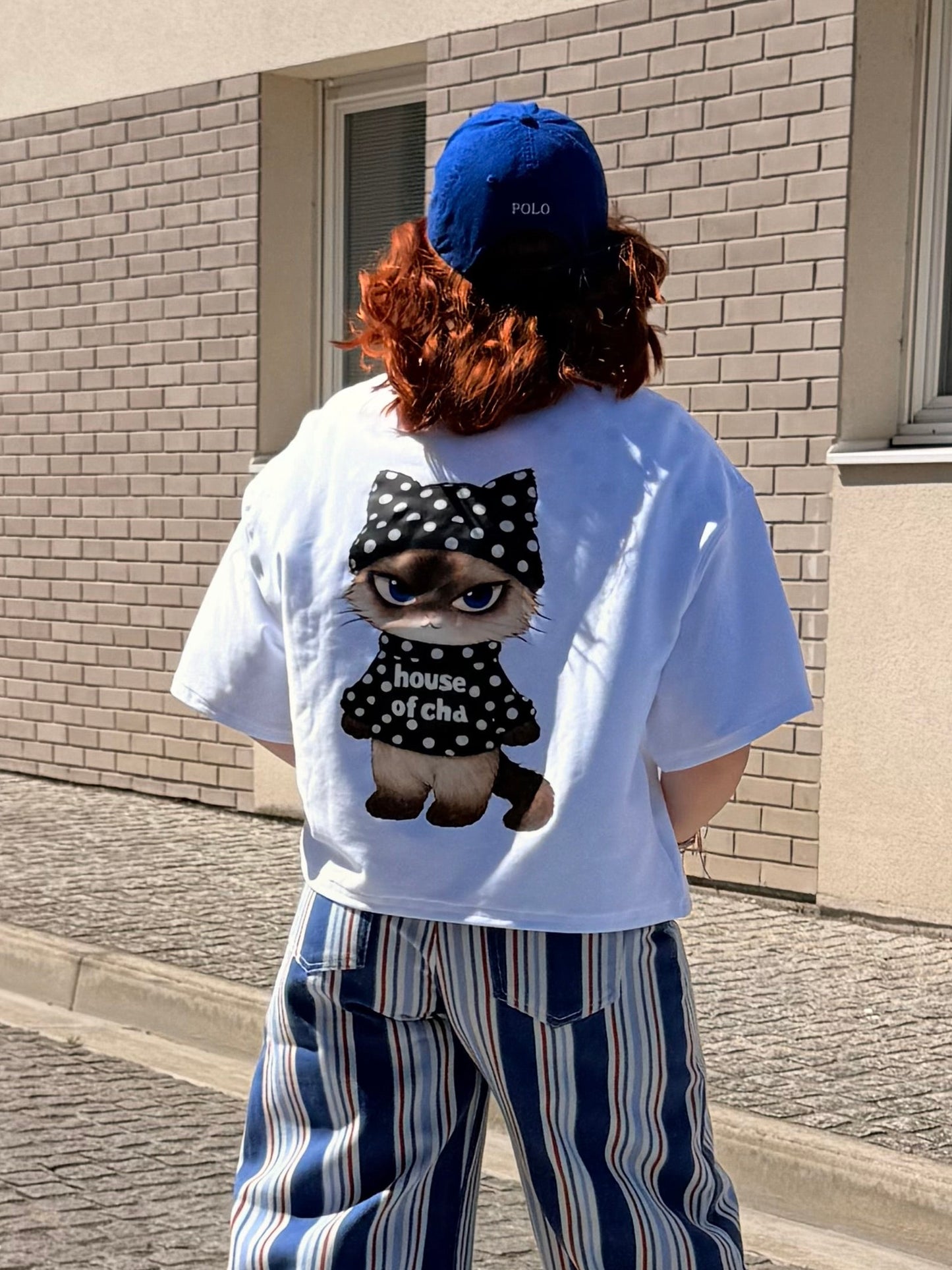 T shirt chats à pois