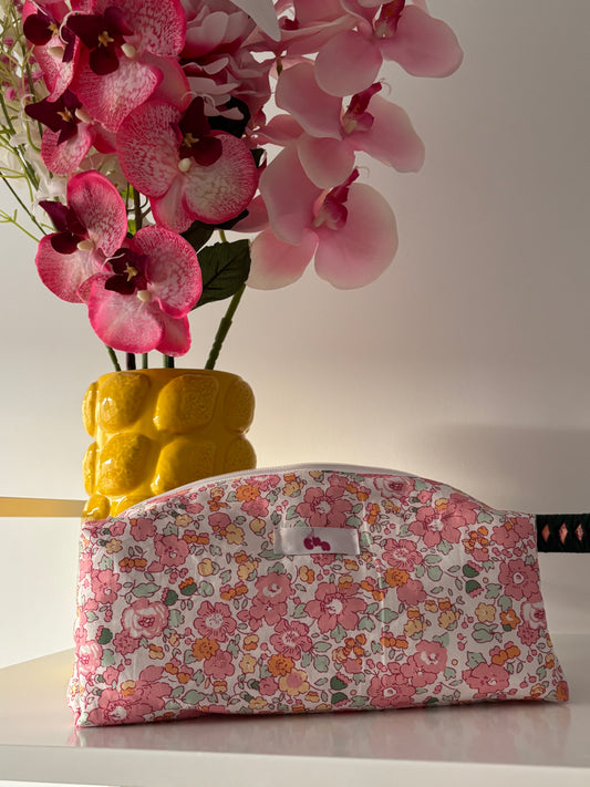 trousse de toilette/ maquillage molletonné fleur