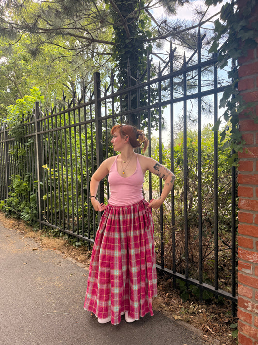 Jupe socky rose à carreaux