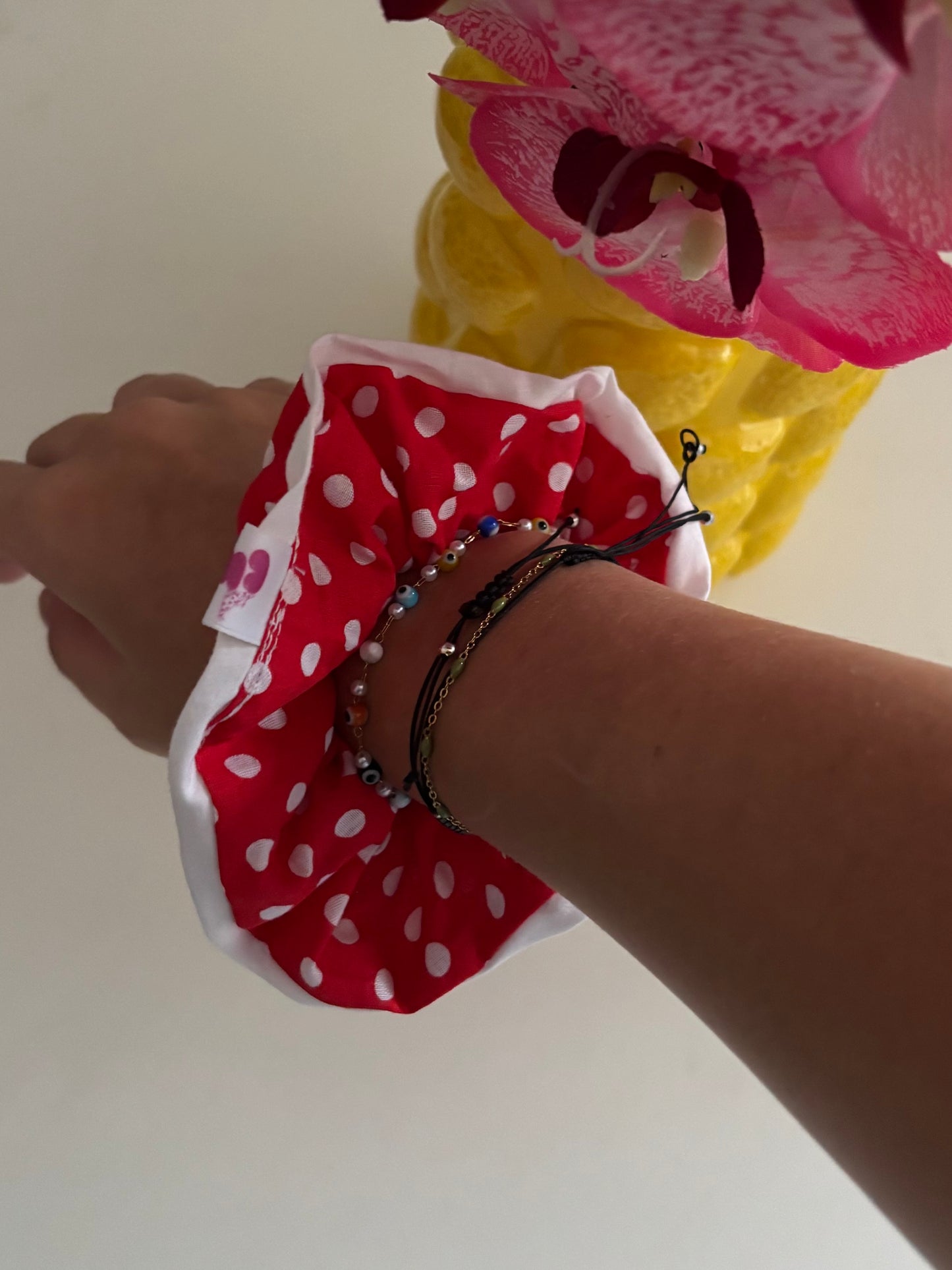 chouchou XL pois rouge