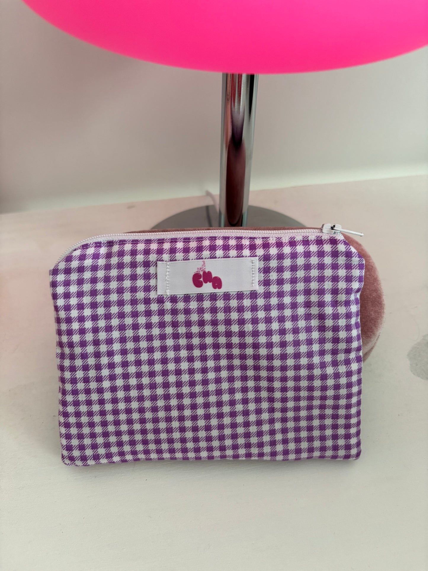 pochette à zip vichy violet