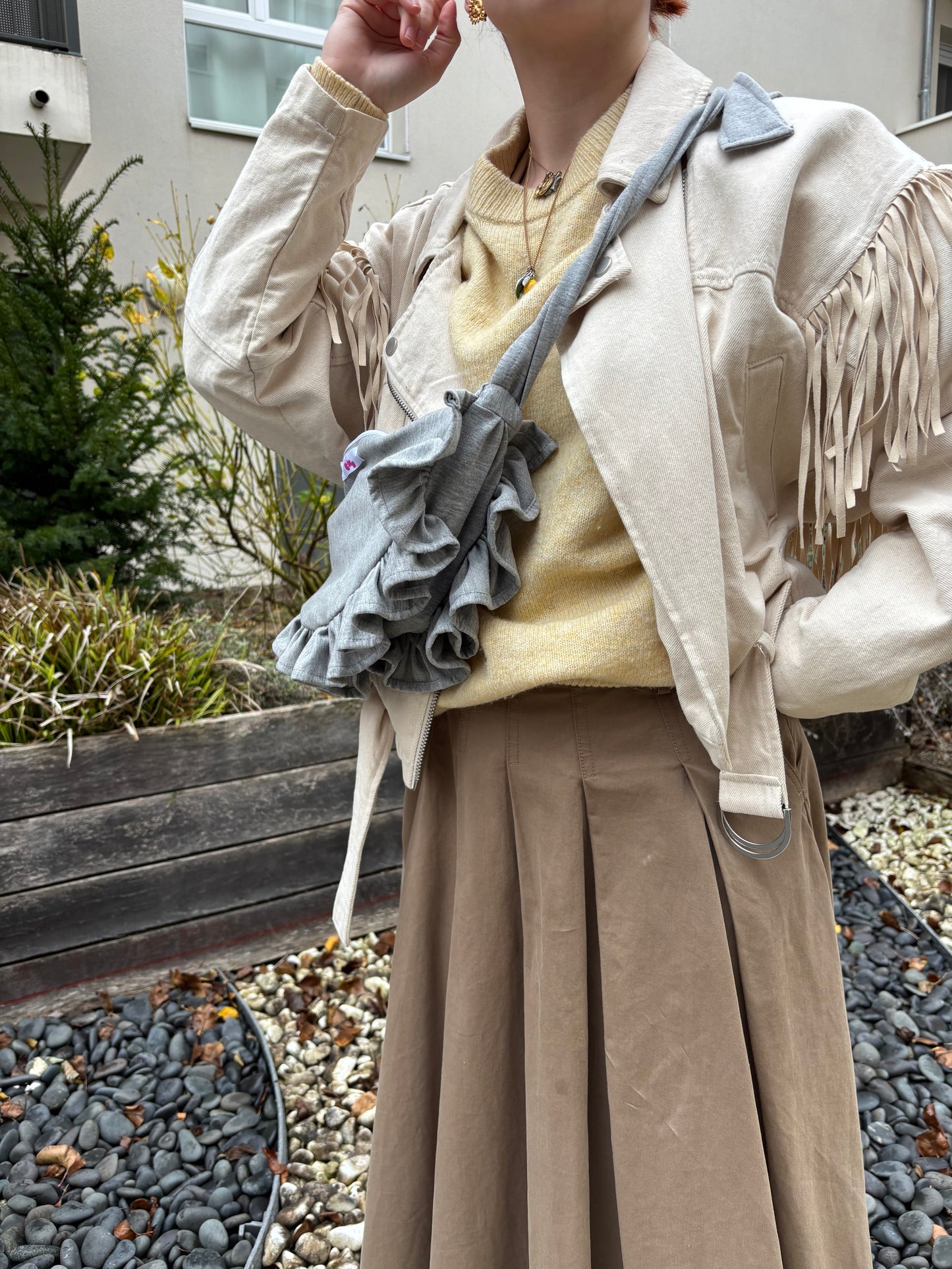 sac bandoulière gris