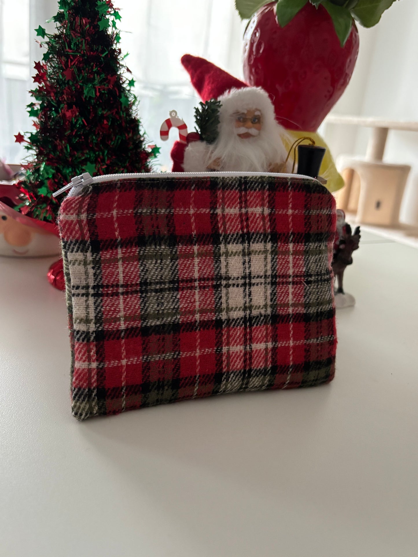 pochette à zip noël rouge