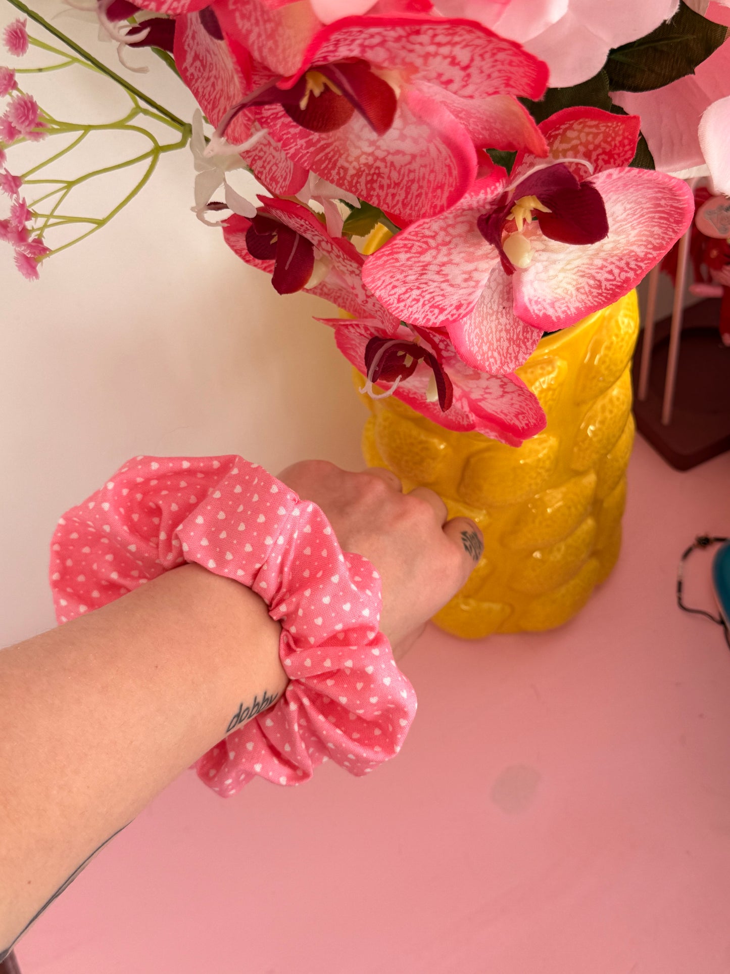 chouchou cœur rose
