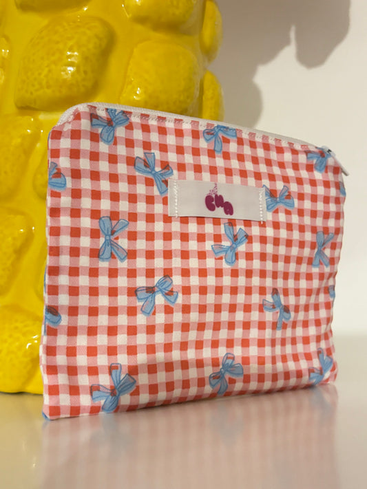 pochette à zip noeuds rose