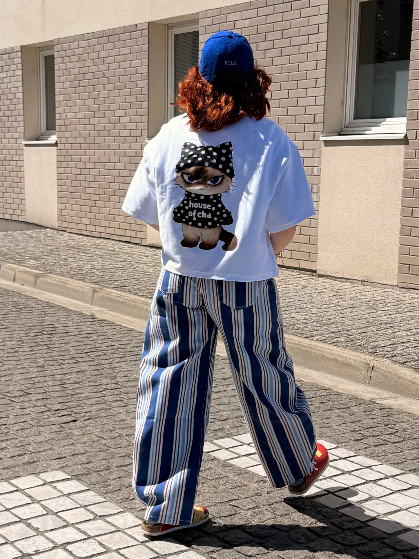 Jeans rayé bleu