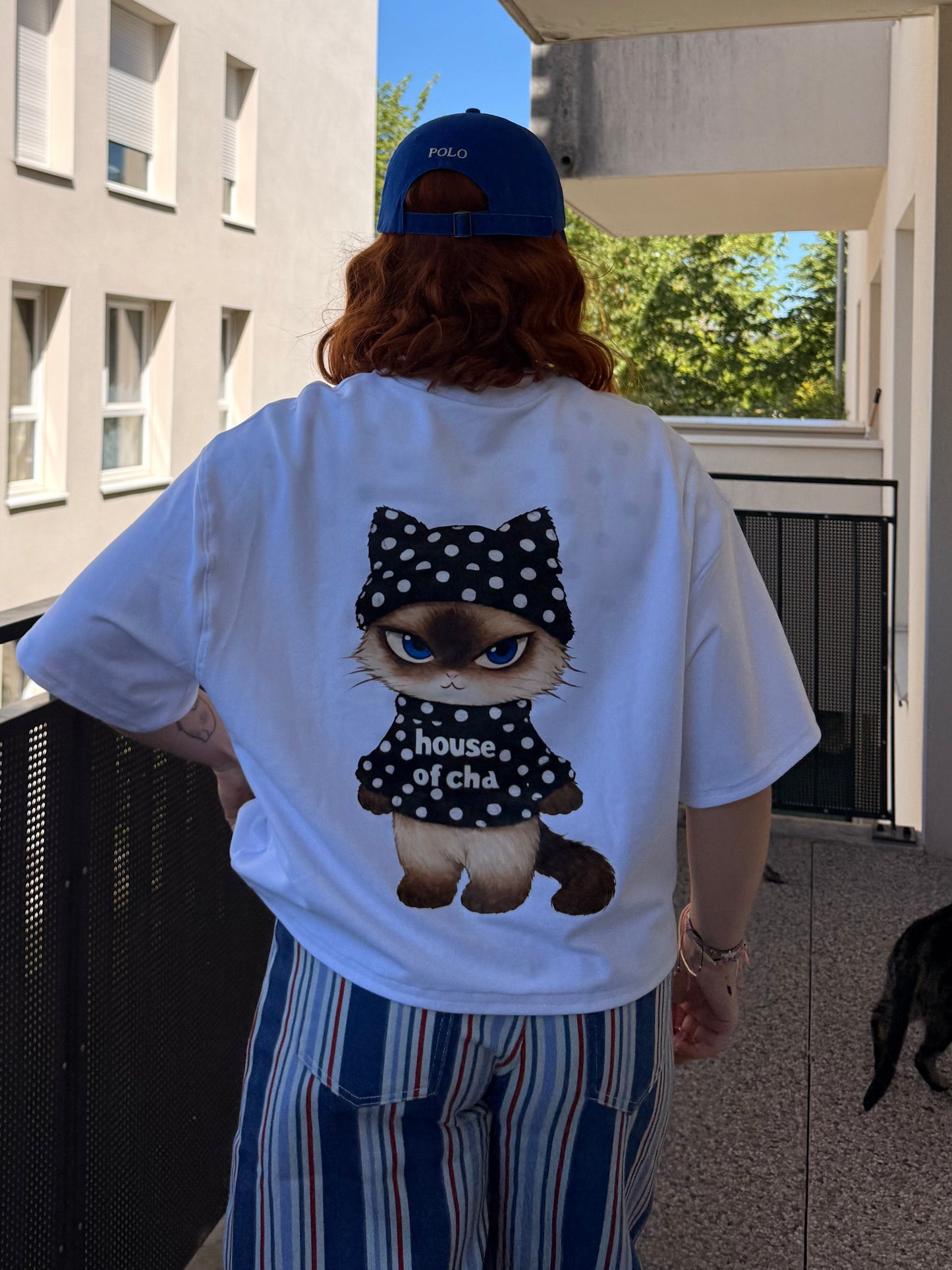 T shirt chats à pois