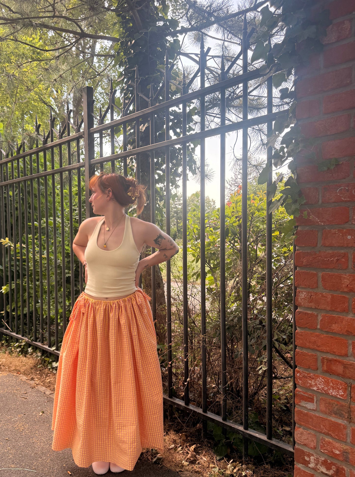 Jupe socky orange/rose