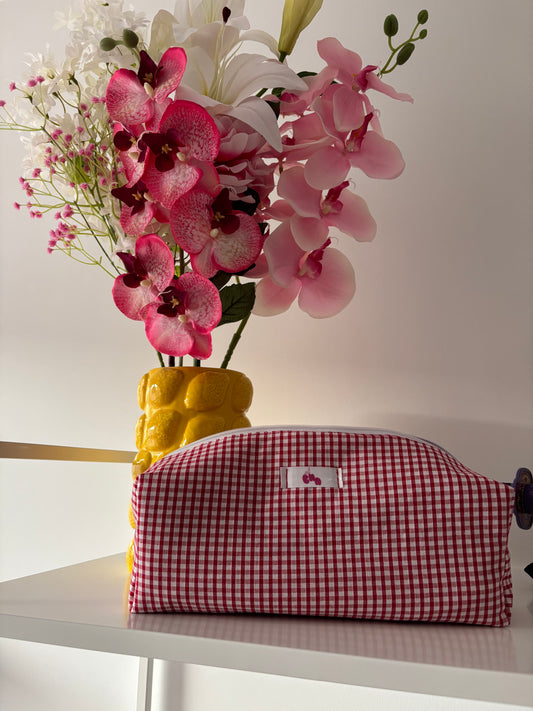 trousse de toilette/ maquillage molletonné vichy rouge