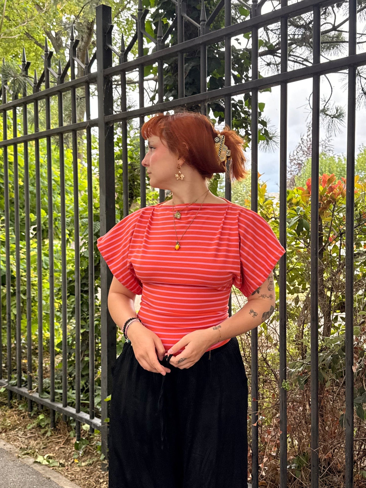 Top isée orange/rose