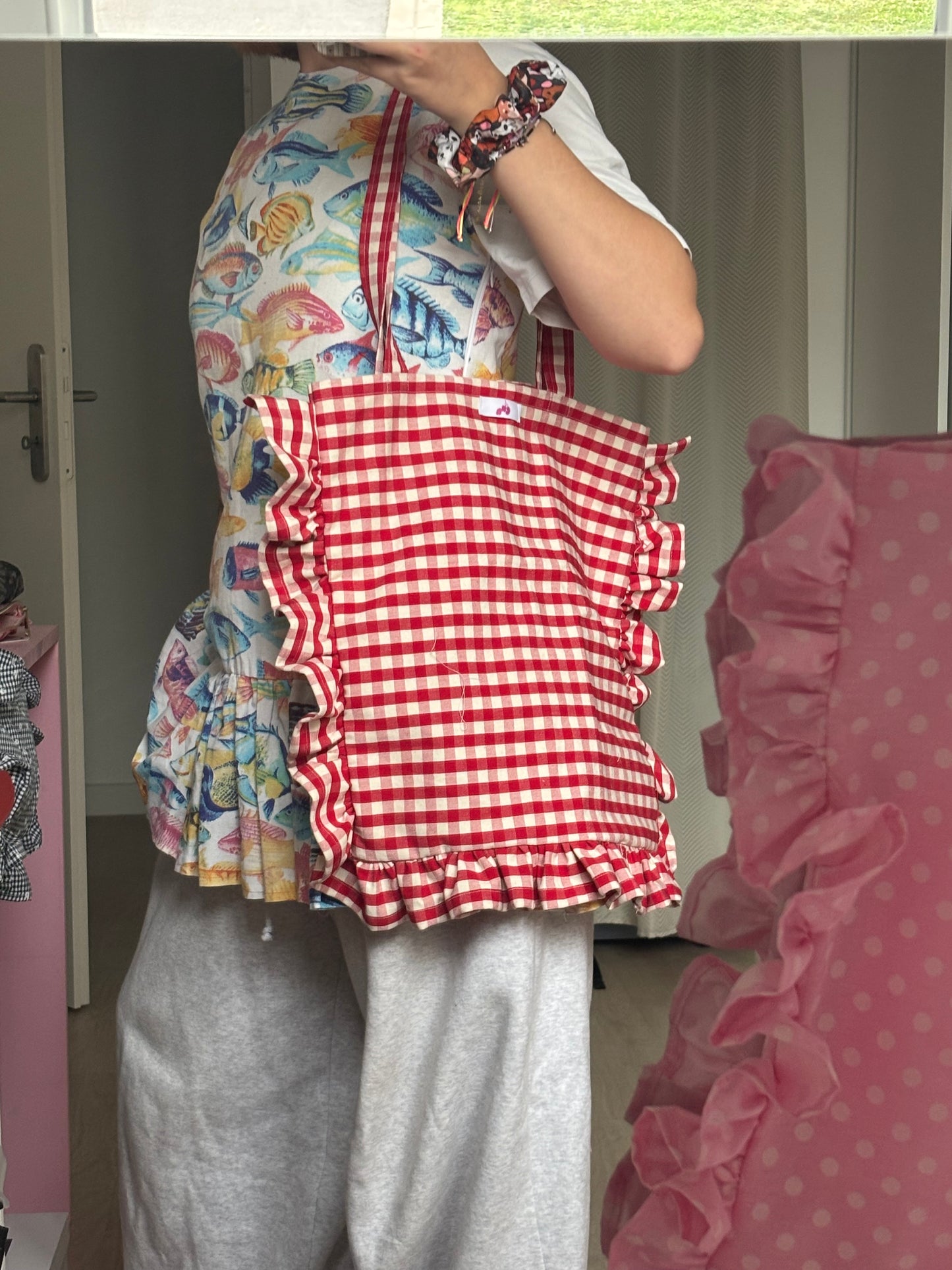 tote bag vichy rouge