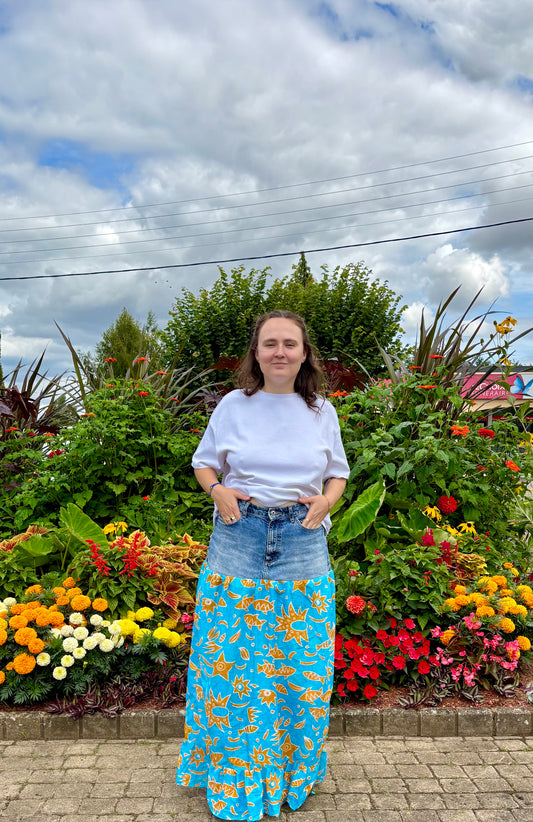 jupe mi jean mi coton