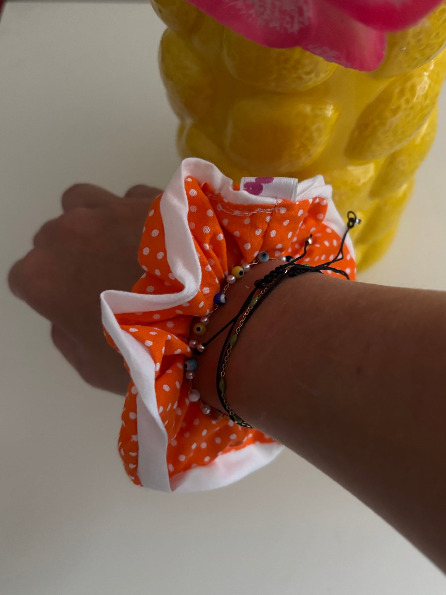 chouchou XL pois orange