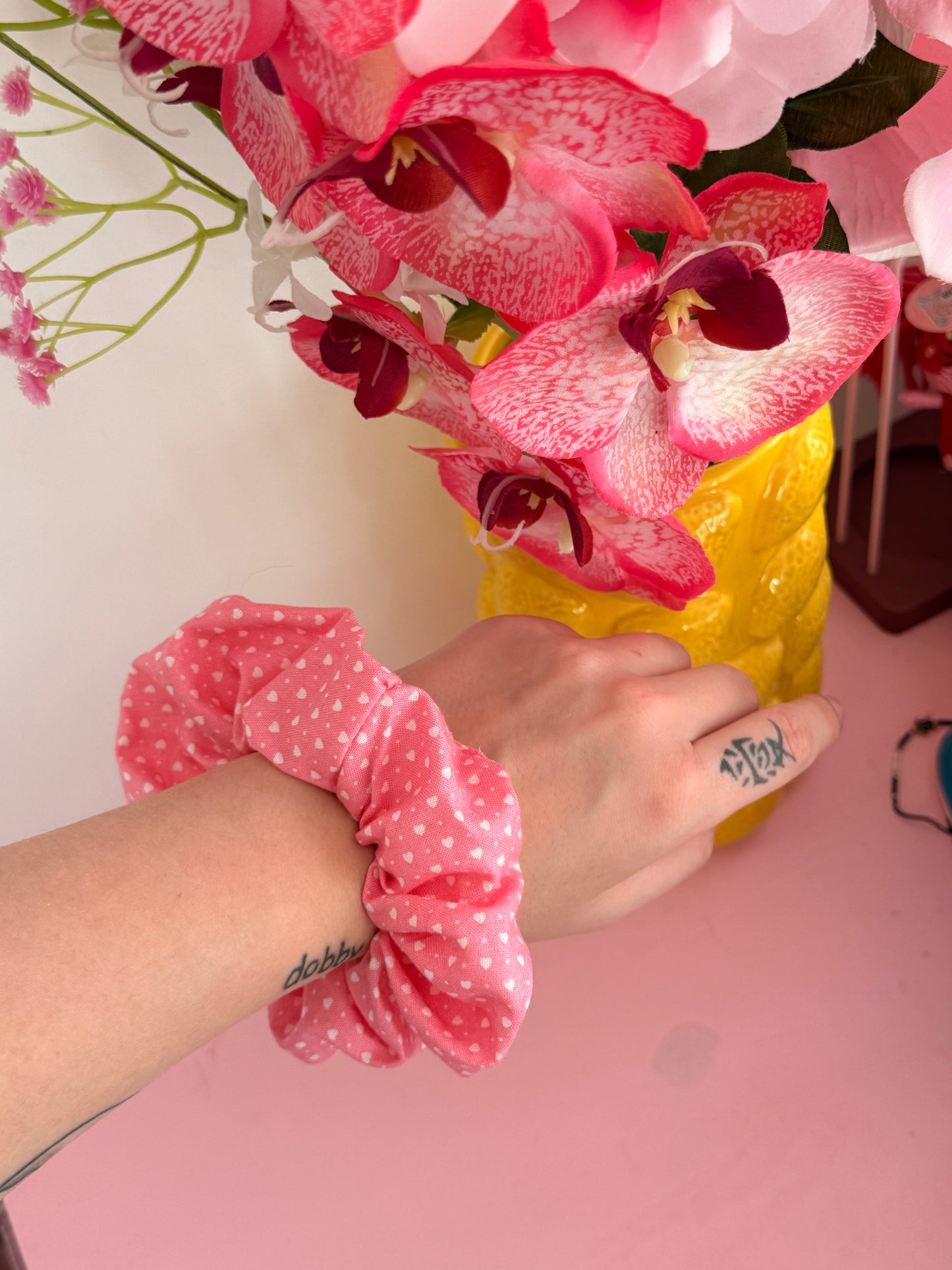 chouchou cœur rose