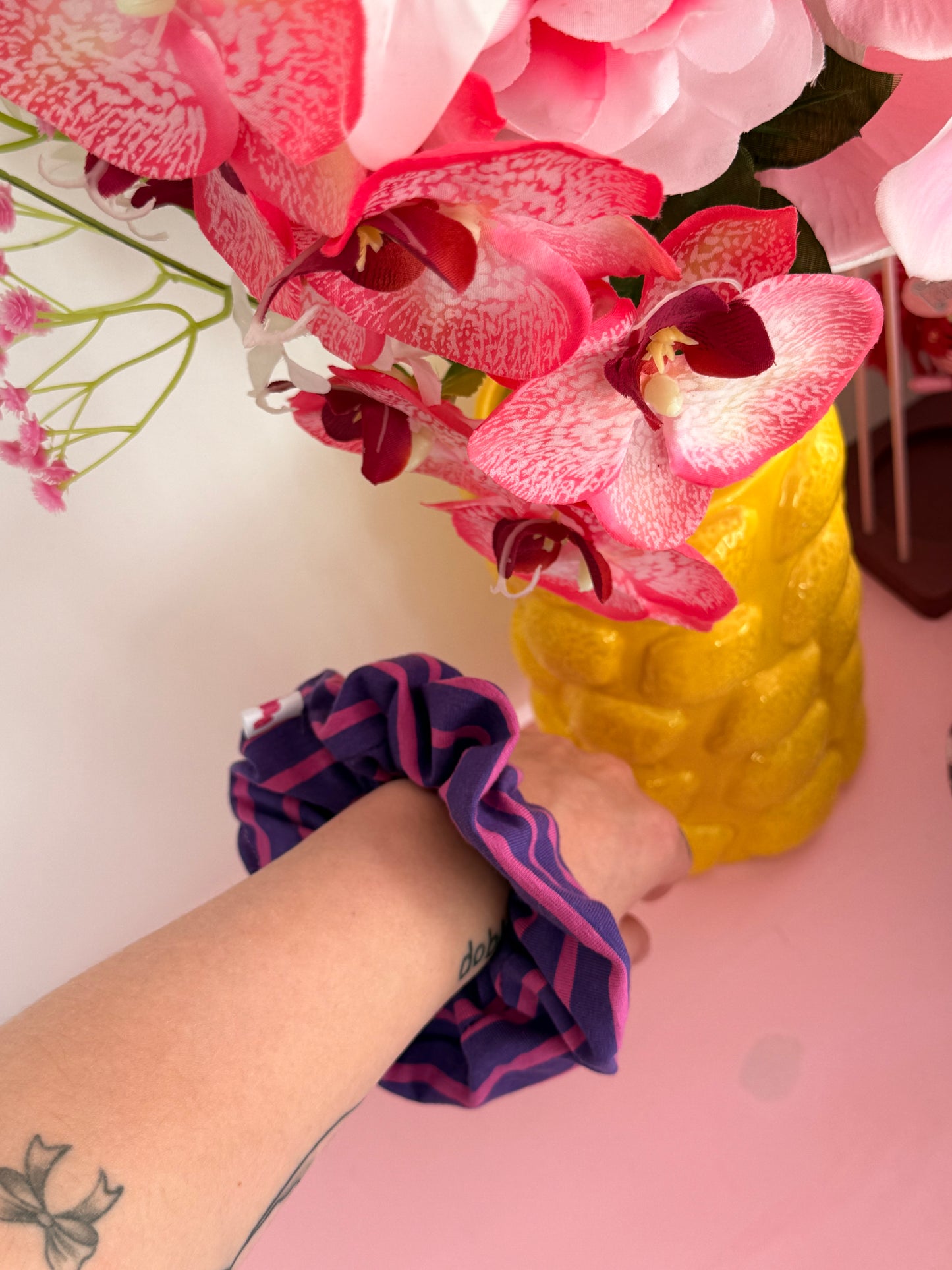 chouchou rayure rose/violette