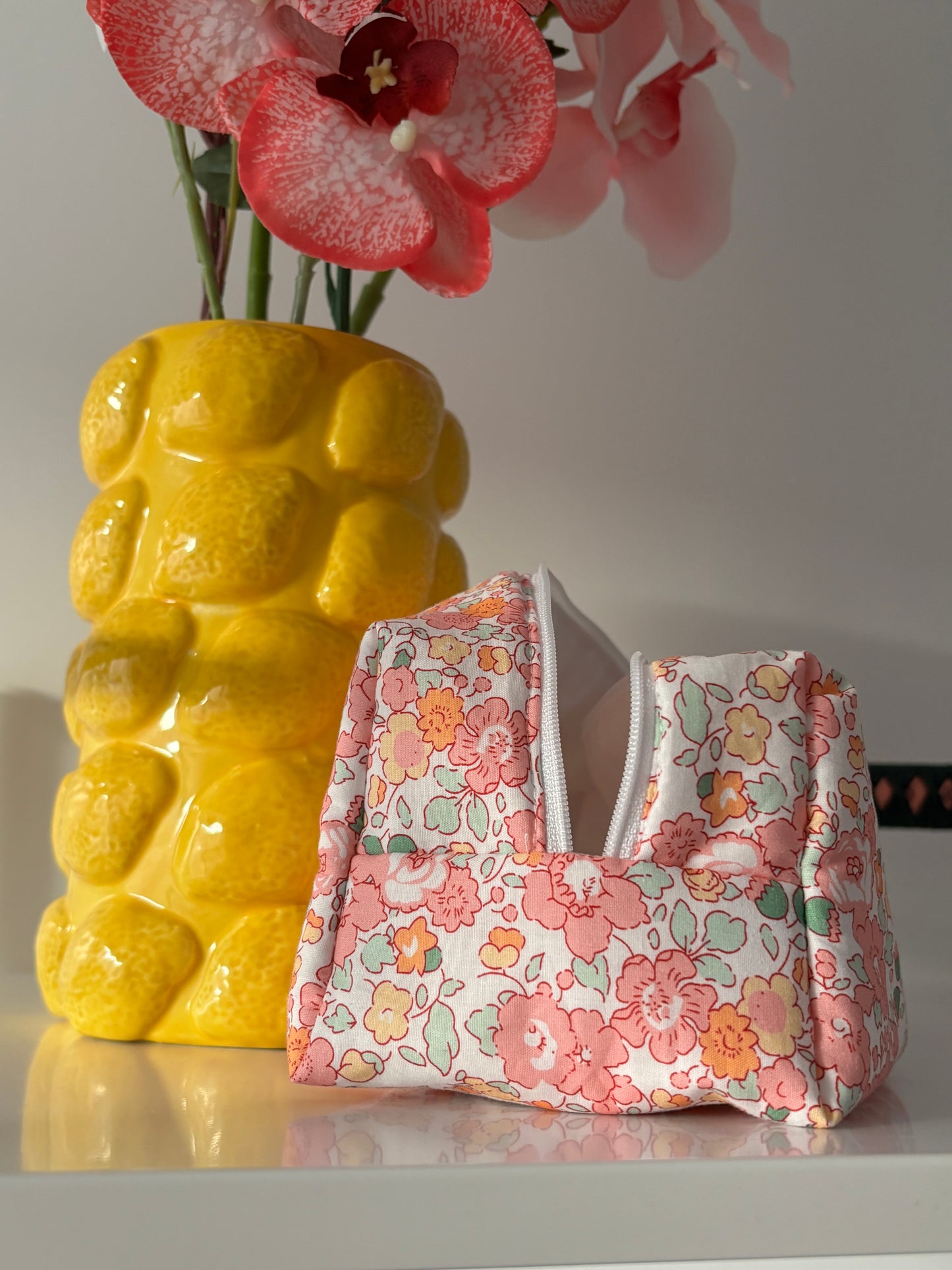 trousse de toilette/ maquillage molletonné fleur