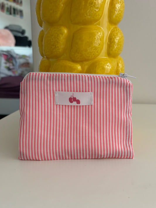 pochette à zip rayure rose