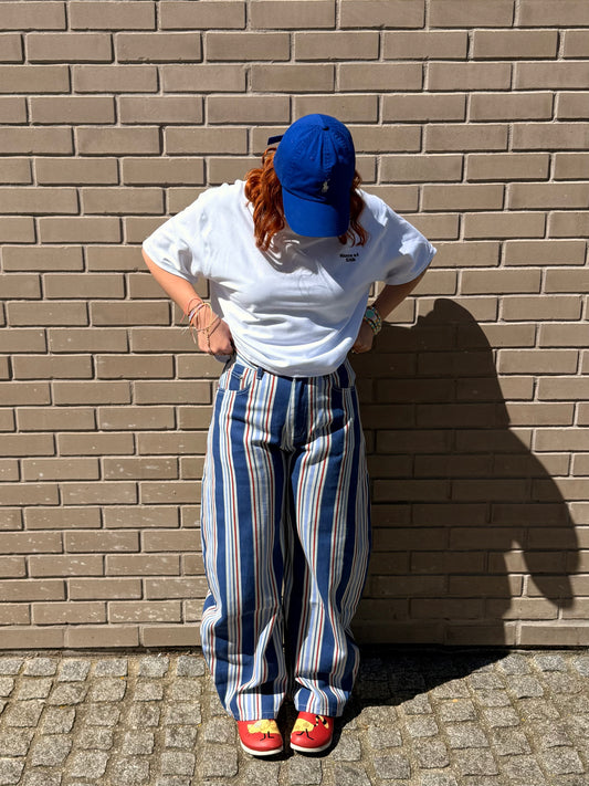 Jeans rayé bleu