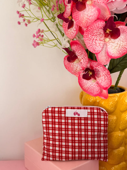 pochette carreaux rouges