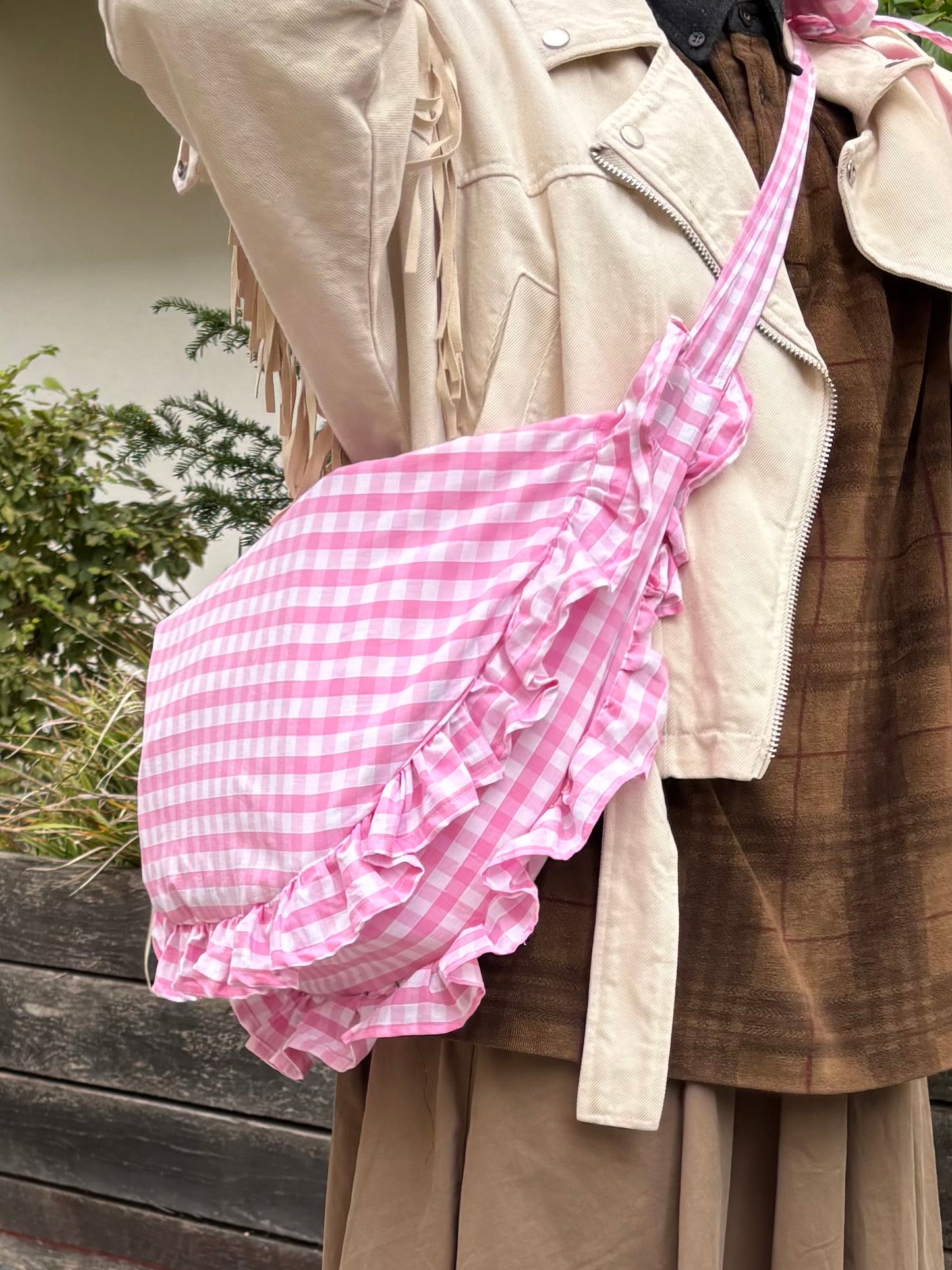 Sac bandoulière L vichy rose