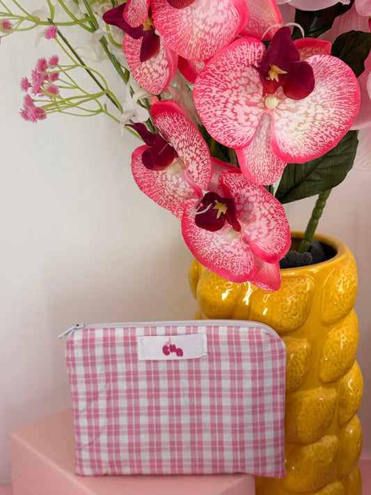 pochette carreaux roses